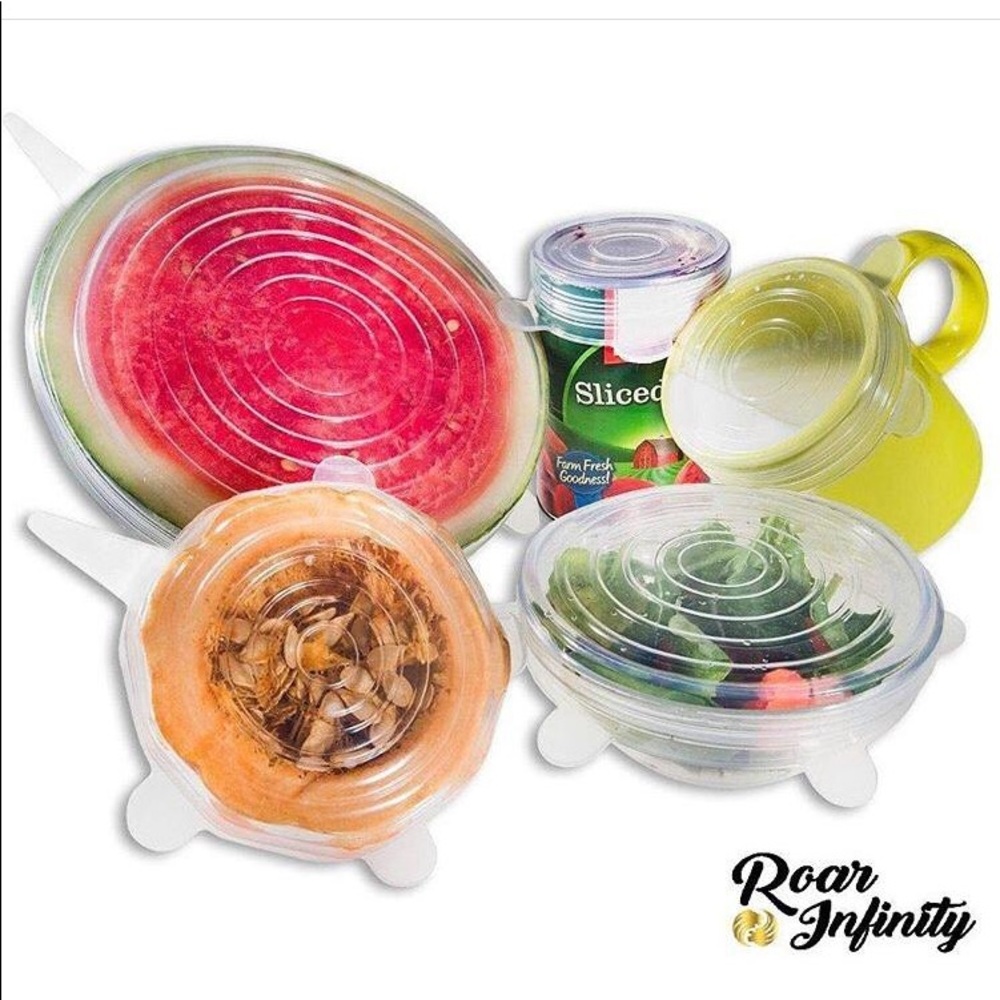 6 Pack Silicone Stretch Lids, XS-LG in each pack